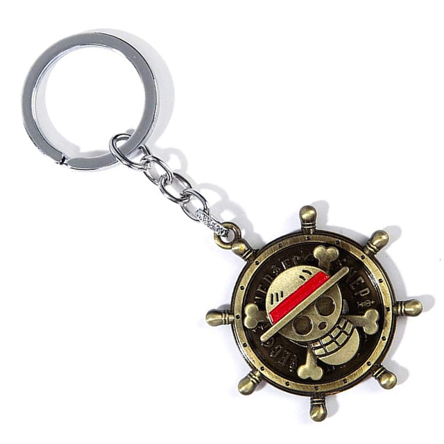 Cráneo personalizado Luffy 3D Bronce Metal Llavero Cadena Llavero Etiqueta Fob Cadena