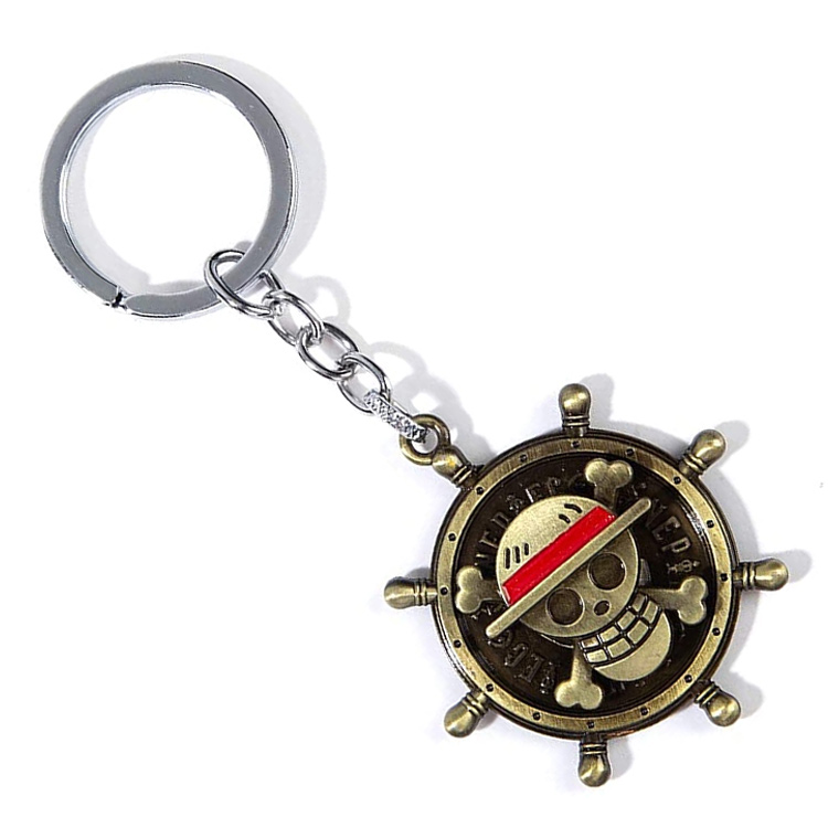 Cráneo personalizado Luffy 3D Bronce Metal Llavero Cadena Llavero Etiqueta Fob Cadena