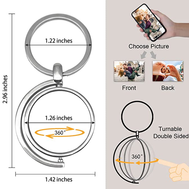 Llavero personalizado con llaveros de fotos coloridos de doble cara giratorios con imagen