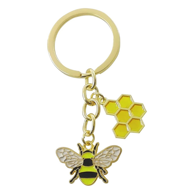 Llavero de metal para mujer Cusotm, llavero de abeja feliz, regalo