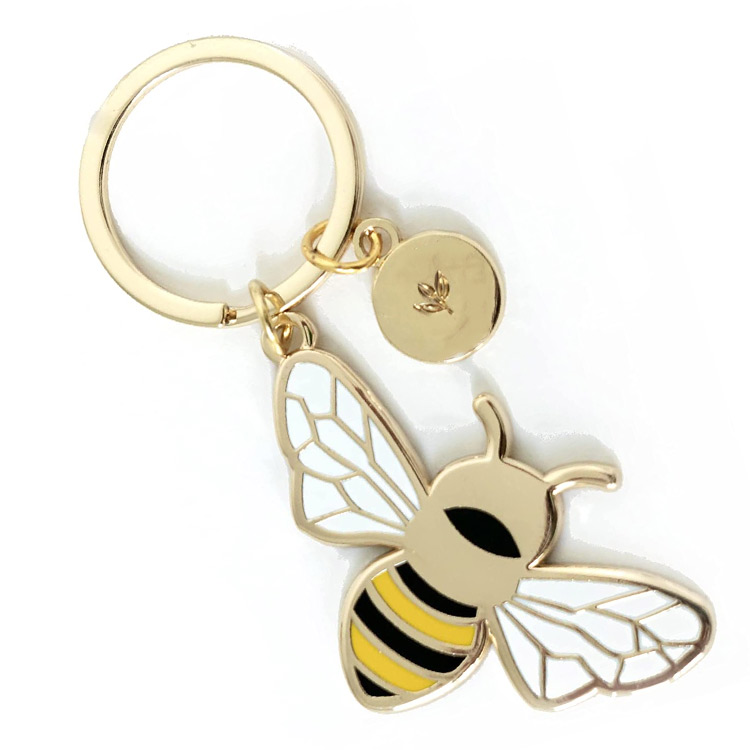 Llavero de metal para mujer Cusotm, llavero de abeja feliz, regalo